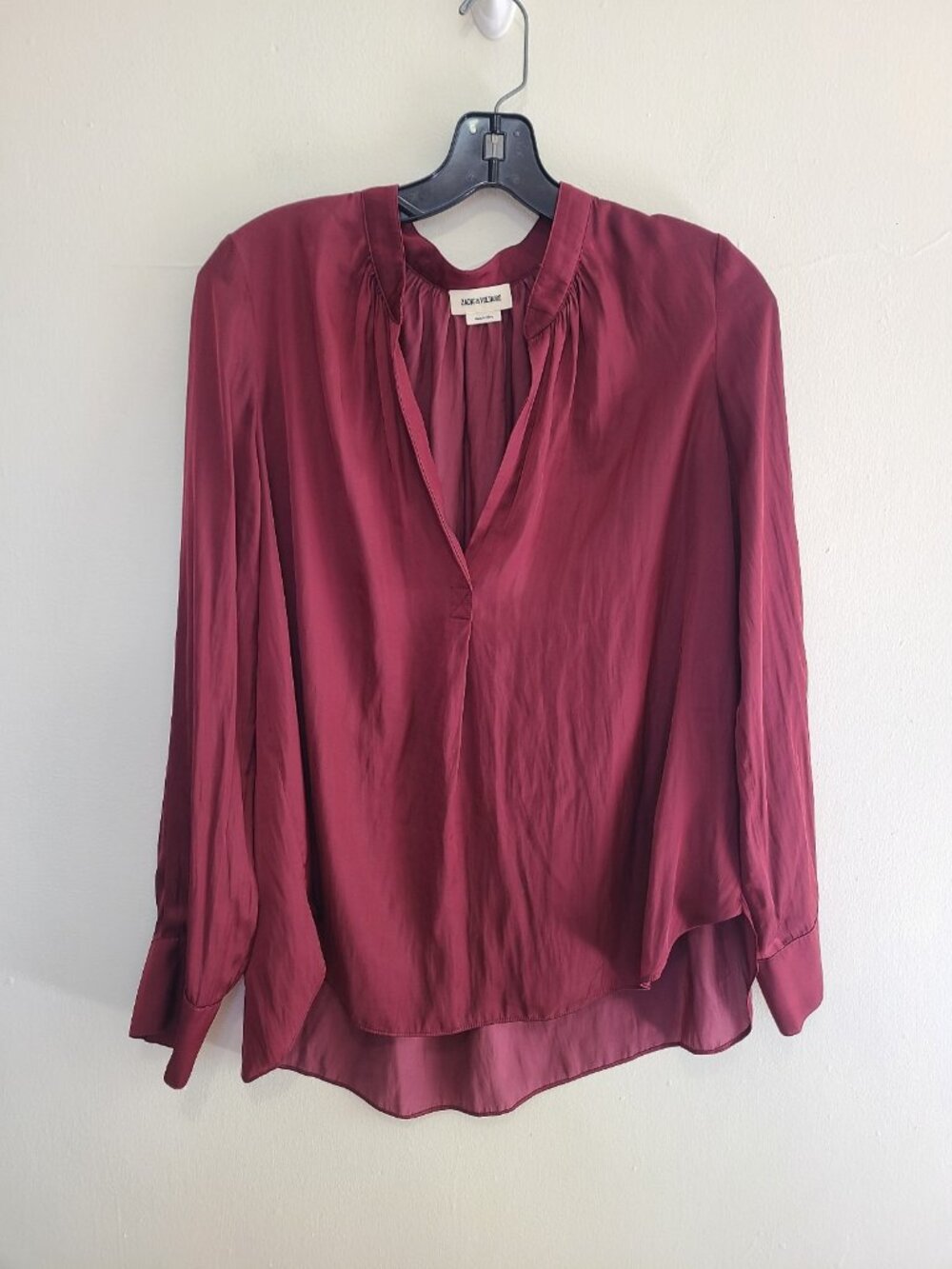 Zadig & Voltaire Tink Satin Tunic Blouse Burgundy size L